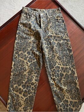 High-Rise Leopard Print Women's Jeans - Brown by Gaojiechaoke